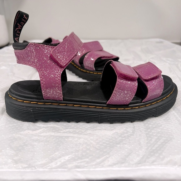 Dr. Martens Klaire J Pink Cosmic Glitter Velcro Sandals Big Girls Sz 4 - Picture 5 of 13